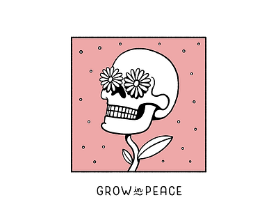 GROW IN PEACE dead flower grave leaf maldo maldonaut rip skeleton skull symbol tattoo tshirt