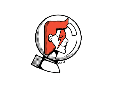 Bowie astronaut bowie davidbowie editorial halftone illustration maldo maldonaut minimal orange simple space