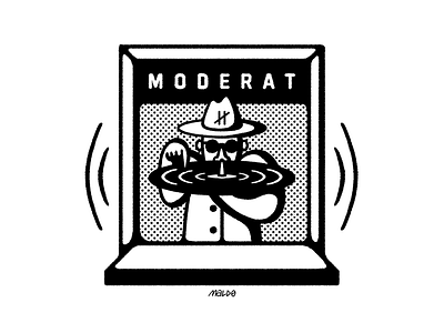 MODERAT band blackandwhite halftone hat illustration lp moderat moderatband music record vinyl window