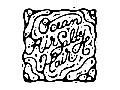 Ocean Air, Salty Hair blackandwhite icon illustration lettering maldonaut ocean pattern poster simple surf type