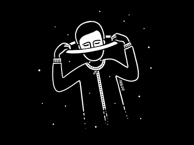 Satrun Boy blackandwhite boy editorial icon illustration maldo maldonaut minimal saturn simple space stars