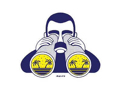 Beach Finder beach binoculars editorial icon illustration maldo maldonaut minimal pattern search sticker surf