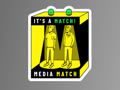 Media Match — Sticker blackandwhite bold editorial icon illustration maldo maldonaut minimal pattern simple wacom