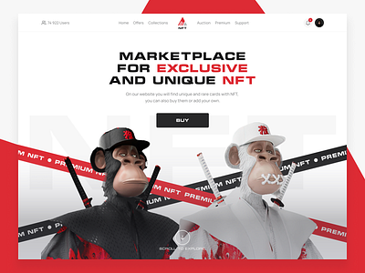 NFT Marketplace - Samurai Monkeys design main main screen monkeys nft nft marketplase samurai samurai monkeys ui ux mind school web design
