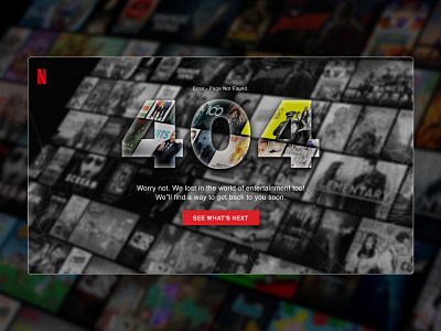 Netflix - 404 Page 404 branding design error page netflix portfolio ui ux web