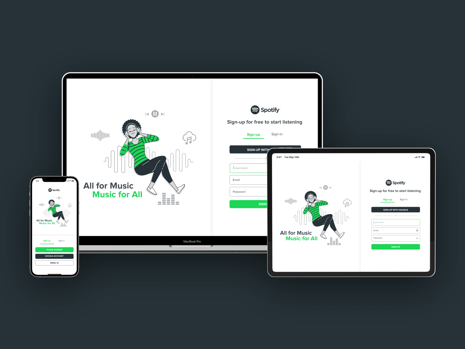 Spotify - Signup by Abisheik Krishnan on Dribbble