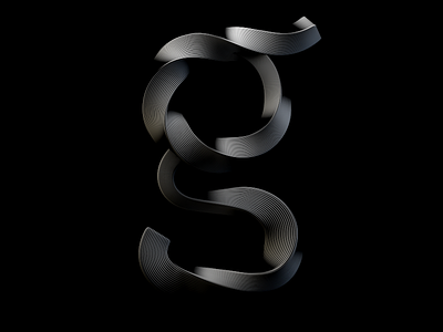 G Curved 3d black and white curved g moody type