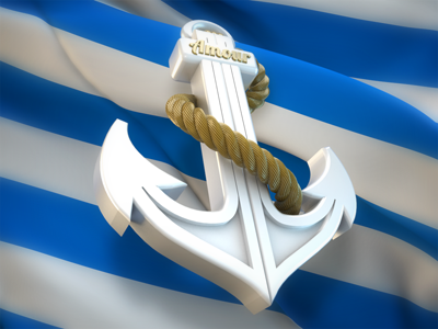 Anchor on Stripy Flag