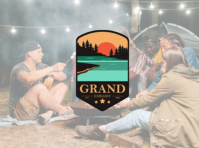 Grand Emabassy the hiking or camping group 99design branding campaign design dribbble graphic design group hiking illustration logo minimal minimalist mountain old primium river scout trending vector vintage