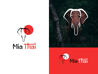 Mia Thai 99design abstract animal branding design dribbble elephant graphic design illustration line art logo minimal minimalist pictorial red resturant thai thailand trending vector