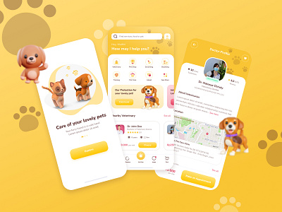SuperPet - Mobile App adopt animal app appointment boarding cat clean design doctor dog grooming minimalist mobile pet care pet shop pets ui uiux ux veterinary