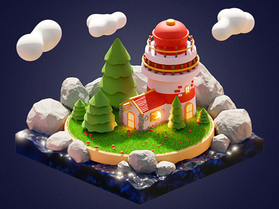 Lighthouse 3D 3d illustration