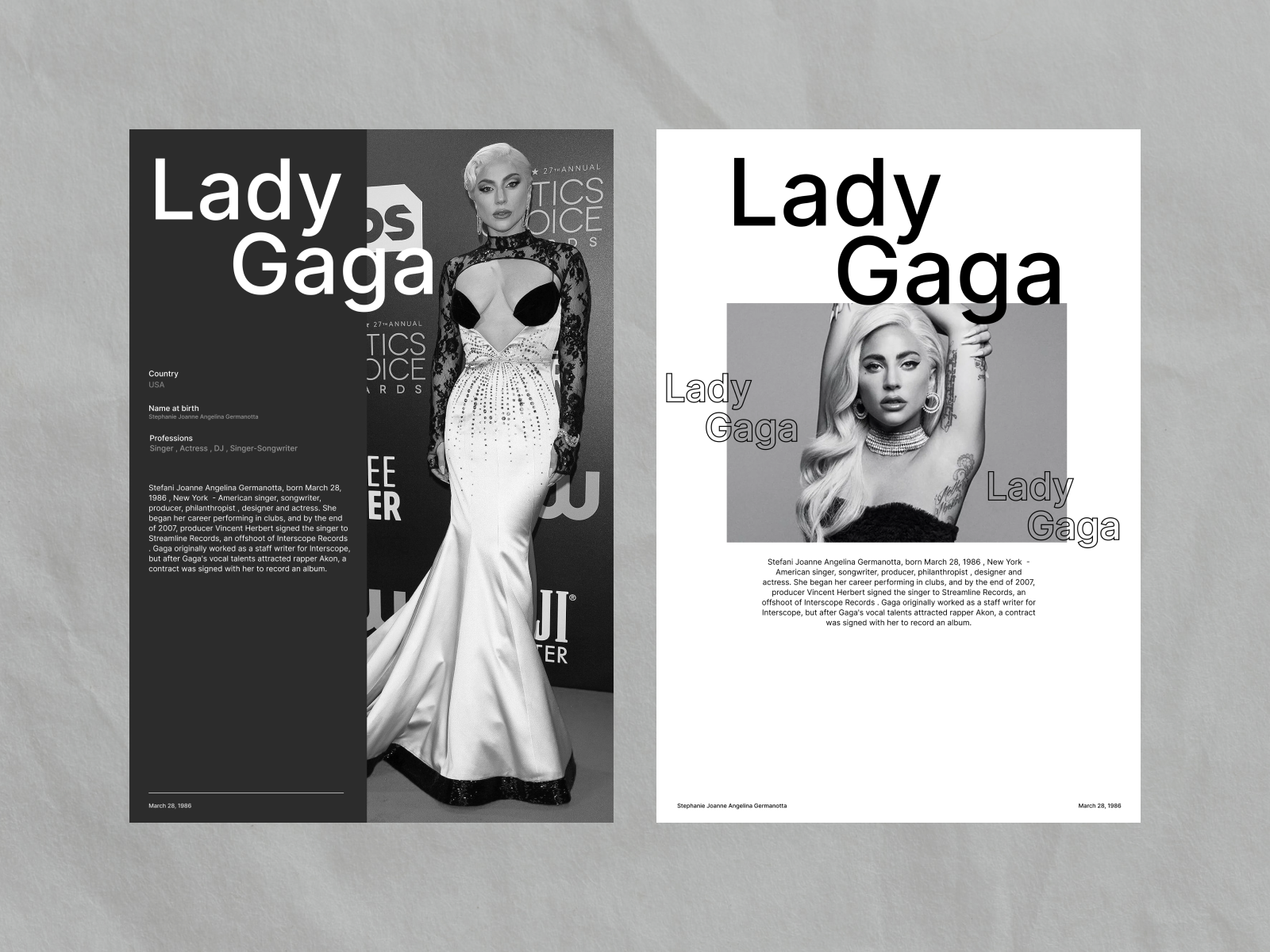 Lady Gaga Minimalist Posters. By Guzun Ivan On Dribbble