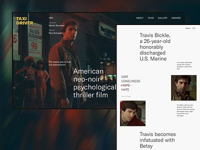 Taxi Driver Promo actor cinema clean concept film grid layout site story taxi typography