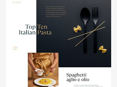 Top ten Italian pasta — landing page design italian pasta typography ui