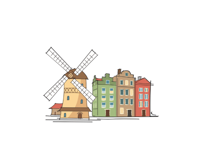 The Netherlands Illustration animation country drawing gif holland illustration netherlands state stroke svg vector windmill