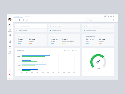 Accounts dashboard for ERP system accounts aif chart clean crm dashboard design erp interface iu design kpi ui user interface ux widget