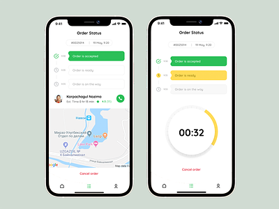 Food Delivery – Order page aif app clean delivery delivery app design food food delivery interface iu design map mobile mobile app order order status status ux