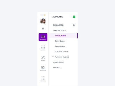 Navigation – ERP system aif animation clean interface iu design motion ui ux