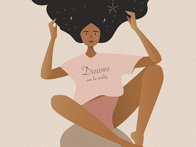 Girl with space in her hair illustration