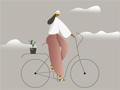 Girl on a bike branding design icon illustration logo
