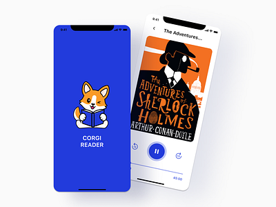 Corgi Reader design ebooks graphic design ios mobi mobile reader ui ux