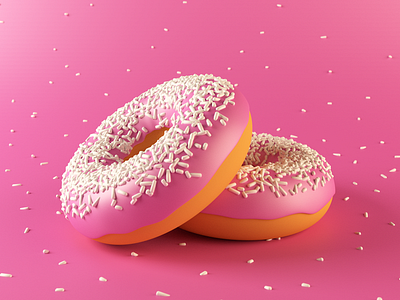 Pink Doughnut Shot 3d doughnut food pink wallpaper