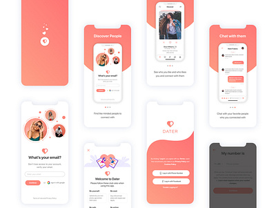 Figma Dating UI Kit For Mobile App adobe xd app app design app ui kit dating dating app design mobile app ui design ui kit