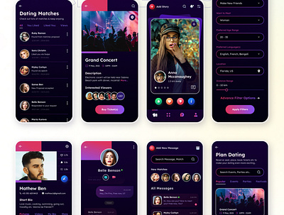 A Dating App UI Figma Template adobe xd app app design dating dating app dating app ui design figma figma template logo mobile app ui design ui kit