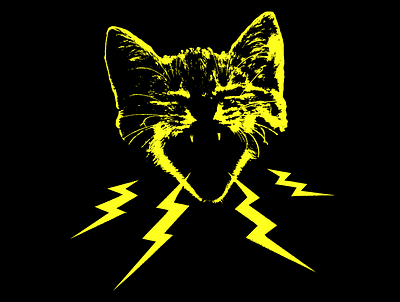 'Electricat' Single 45 cat distorted electric electricat energy grunge illustration music rock rpm single sound texture vibes yellow