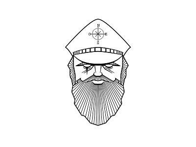 Cap'N Foe beard captain compass design illustration logo pirate sea tattoo vector