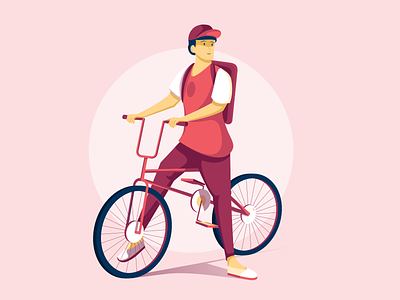 Urban Cyclist affinity bright color combinations character character design cycling flat illustration illustration minimal clean design ui urban vector vector art vector illustration visual identity warm colors