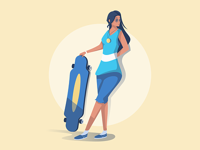 Longboard Girl affinity bright color combinations character character design character exploration illustration illustrator longboard ui vector vector art vector illustration visual identity