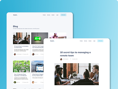 TeamApp Blog Page - Instant Collaboration for Remote Teams (2) branding design figma freelance minimal minimalistic remote startup ui ux web