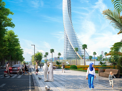 Casablanca Tower 3d 3dsmax coronarender exterior render rendering