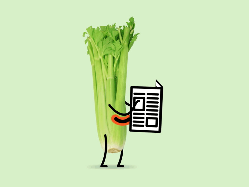 Celery News animation celery design dribbble health illustration keyframe motion graphics news read shock
