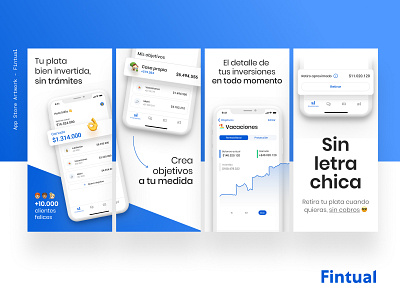 Fintual - Appstore Artwork app bank blue chile cool emoji finance flat investment metric minimal money numbers security ui wallet white