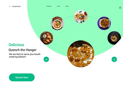 Quench your hunger breakfast dinner figma food graphic design hunger indianfood lunch mouthwatering website