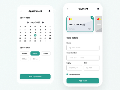 Appointment & Payment - Screen agency android app app design app mockup app redesign appointment business app clean consult design ios app logo minimal mobile app money payment ui ux ux design