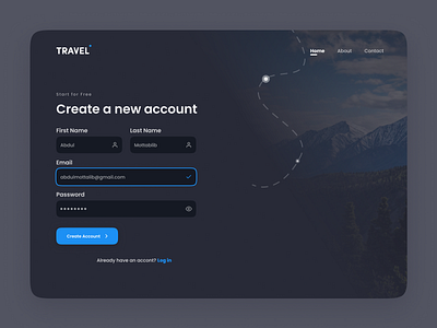 Travel Website - Signup page & Dark mode