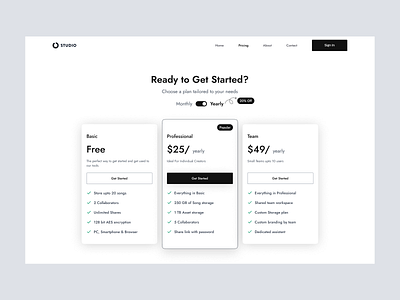 Pricing Page - Marketing Website clean ui daily ui figma interface marketing website minimal modern ui plans price structure pricing pricing cards pricing page pricing plan pricing section pricing table product saas subscription webdesign website design
