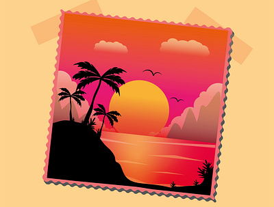 Pink sunset branding design graphic design illustration logo motion graphics typography vector