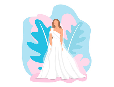 Flat bride in white dress, wedding graphic design wedding invitation белое платье невеста свадьба флэт