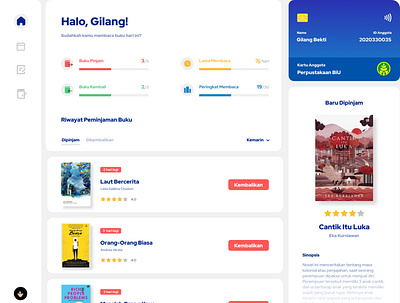 Online Library - Perpustakaan BiU apps design library minimalist ui
