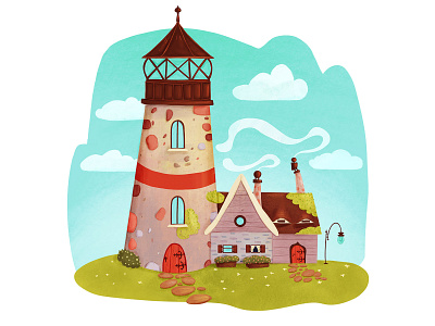 Fairy tale Lighthouse art childrens book colorful digital art digital painting fairy tale house illustration illustrator kidlit lighthouse painting picture book procreate