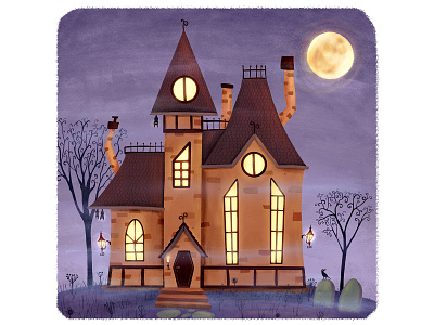 Spooky House art bats childrens book digital art digital painting halloween illustration illustrator kidlit kidlitart night procreate spooky