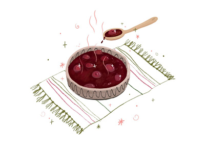 Chiseliță art cherry childrens book digital art digital painting editorial illustration food food illustration illustration illustrator procreate romanian food sour cherry traditional food