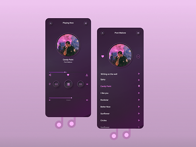 Music Player app design icon typography ui ux