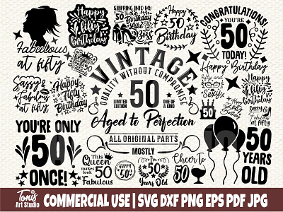 50th Birthday SVG Bundle, Fifty Birthday, Commercial Use