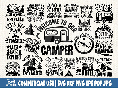 Camping SVG Bundle, Svg Cut Files, Commercial Use adventure camper svg campfire camping camping png camping quotes camping sayings camping signs cutting files graphic design illustation shirt designs silhouette svg svg bundle svg cut files svg files for cricut vectors welcome to our camper